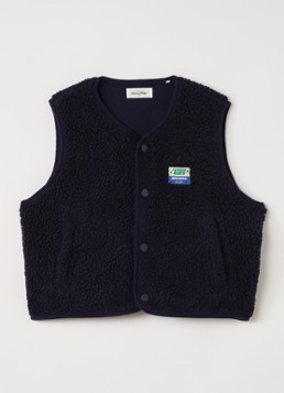 American Vintage Jongens Hoktown vest van teddy met logo in de kleur Donkerblauw, maat: XS
