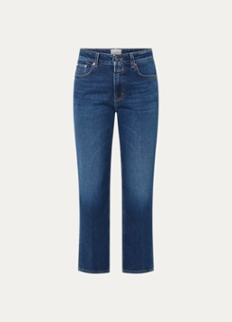 CLOSED Dames Milo high waist cropped straight leg jeans met donkere wassing in de kleur Donkerblauw