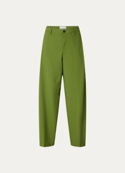 CLOSED Dames Wrenna mid waist wide fit pantalon in scheerwolblend met steekzakken in de kleur Groen
