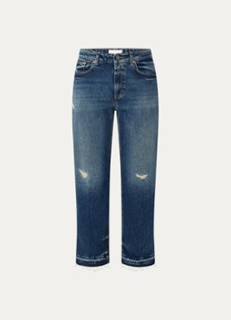 CLOSED Dames Milo mid waist straight leg cropped jeans met medium wassing in de kleur Indigo