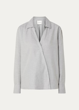CLOSED Dames Blouse van kasjmier met asymmetrische zoom in de kleur Lichtgrijs