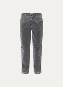 CLOSED Dames Pedal Pusher mid waist cropped tapered fit broek van fluweel in de kleur Middengrijs