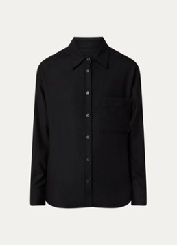 CLOSED Dames Oversized blouse in wolblend met borstzak in de kleur Zwart