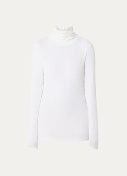 CLOSED Dames Ribgebreide longsleeve in kasjmierblend met col in de kleur Gebroken wit