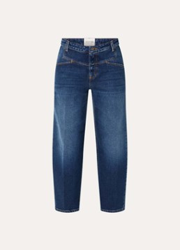 CLOSED Dames Stover-X mid waist straight leg cropped jeans met donkere wassing in de kleur Indigo