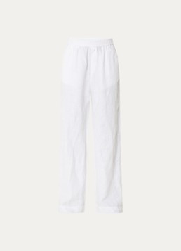 CLOSED Dames Winona high waist wide fit pantalon van linnen in de kleur Gebroken wit