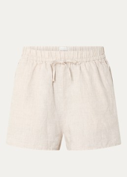 CLOSED Dames Elasticated high waist wide fit korte broek van linnen in de kleur Beige