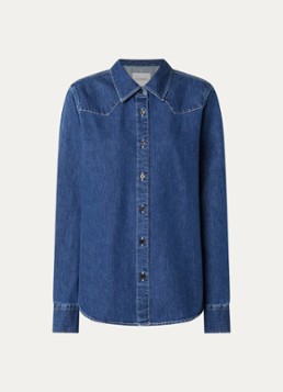 CLOSED Dames Blouse van denim met kraag in de kleur Indigo