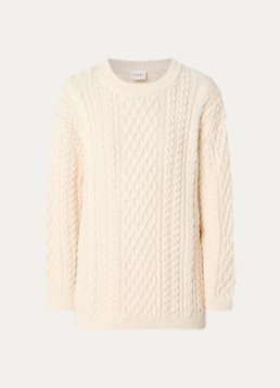 CLOSED Dames Kabelgebreide trui met ronde hals in de kleur Creme