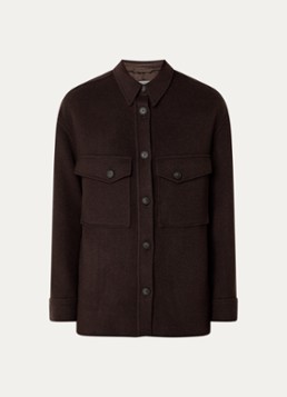 CLOSED Dames Overshirt in wolblend met klepzakken in de kleur Donkerbruin