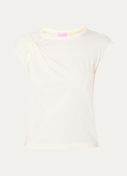 CLOSED Dames Bow T-shirt met stretch in de kleur Creme