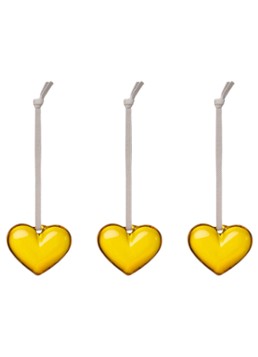 Iittala Hart hanger van glas 5 cm set van 3 Geel - Deal