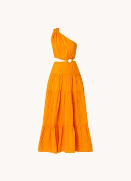 FARM Rio Dames One shoulder maxi jurk met cut-out details in de kleur Oranje