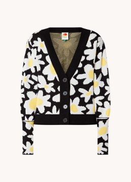 Farm Rio Dames Fijngebreid vest met bloemenprint in de kleur Abrikoos