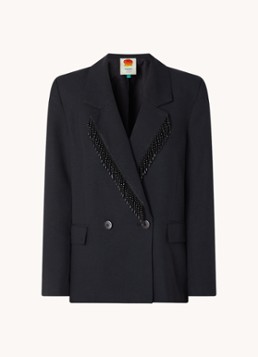Farm Rio Dames Double-breaster blazer met kralendecoratie in de kleur Zwart