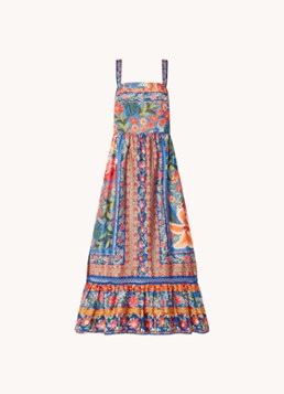 Farm Rio Dames Midi jurk met print en strikdetail in de kleur Blauw