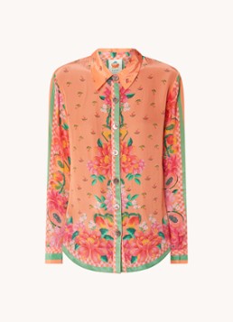Farm Rio Dames Blouse met bloemenprint in de kleur Oranje