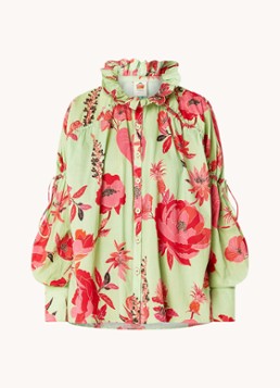 Farm Rio Dames Fresh Garden blouse met bloemenprint in de kleur Lichtgroen