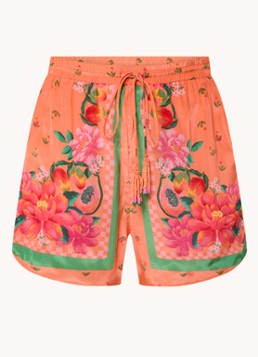 Farm Rio Dames High waist straight fit korte broek met print in de kleur Oranje