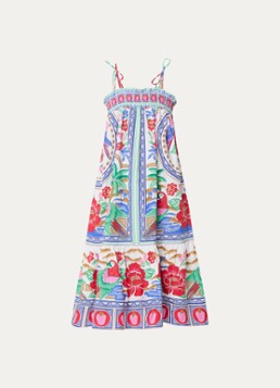 Farm Rio Dames Midi jurk met print en steekzakken in de kleur Gebroken wit
