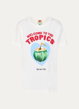 Farm Rio Dames T-shirt van katoen met print in de kleur Gebroken wit