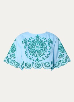 Farm Rio Dames Crop top met opengewerkt dessin in de kleur Lichtblauw