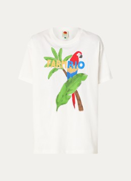 Farm Rio Dames T-shirt met logoprint in de kleur Gebroken wit