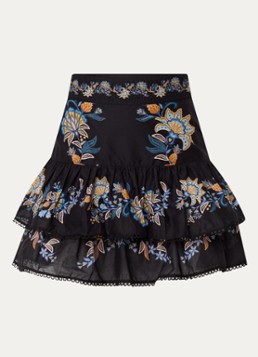 Farm Rio Dames Gelaagde minirok met bloemenprint in de kleur Zwart