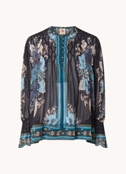 Farm Rio Dames Blossom tuniek met bloemenprint in de kleur Donkerblauw