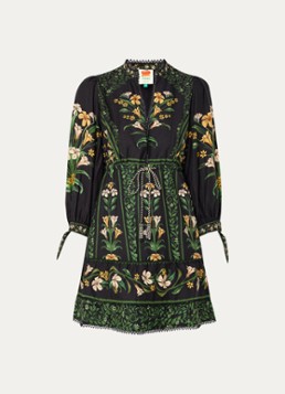 Farm Rio Dames Mini tuniekjurk met bloemenprint in de kleur Zwart