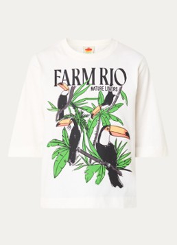 Farm Rio Dames Nature Lovers T-shirt met logoprint in de kleur Gebroken wit