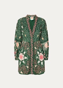 Farm Rio Dames Mini blousejurk met print in de kleur Donkergroen