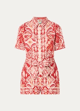Farm Rio Dames Straight fit playsuit met grafische print en strikceintuur in de kleur Rood