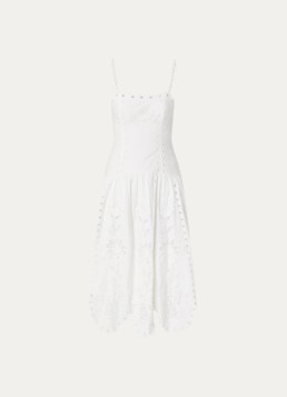 Farm Rio Dames Midi jurk in linnenblend in de kleur Gebroken wit