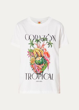 Farm Rio Dames T-shirt met print in de kleur Wit