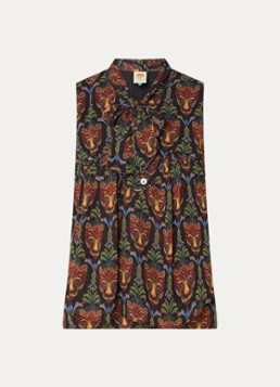 Farm Rio Dames Tuniek met print en sjaalkraag in de kleur Zwart