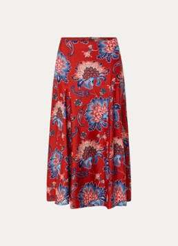 Farm Rio Dames Luang midi rok met bloemenprint in de kleur Donkerrood