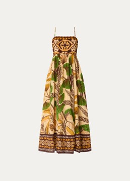Farm Rio Dames Fiolage maxi jurk met print in de kleur Lichtgeel