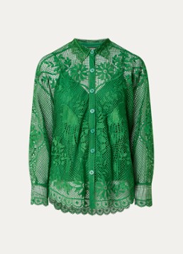 Farm Rio Dames Landscape Guipure blouse met opengewerkt dessin in de kleur Groen