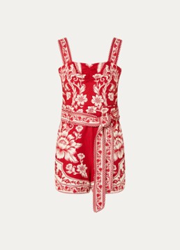 Farm Rio Dames Straight fit playsuit in linnenblend in de kleur Rood