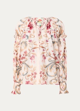 Farm Rio Dames Tuniek met V-hals en print in de kleur Creme
