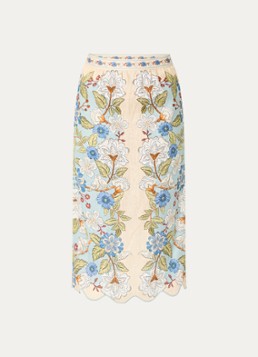 Farm Rio Dames Garden midi rok van linnen met print in de kleur Vanillegeel