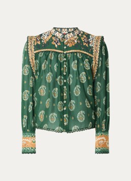 Farm Rio Dames Tayla blouse met print in de kleur Donkergroen