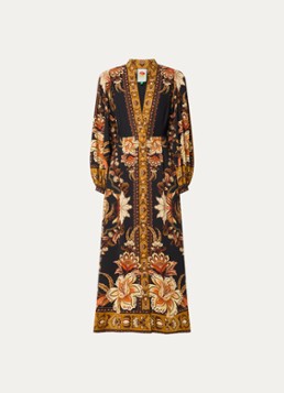 Farm Rio Dames Majestic maxi jurk met print in de kleur Camel