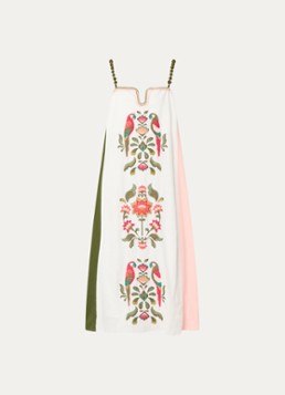 Farm Rio Dames Cross Stich midi jurk met print in de kleur Gebroken wit