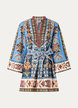 Farm Rio Dames Mini jurk met bloemenprint in de kleur Blauw