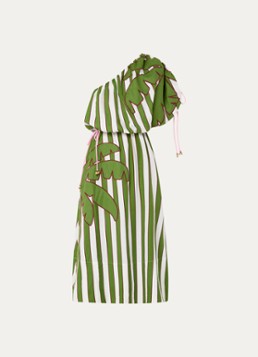 Farm Rio Dames Off-shoulder midi jurk in linnenblend in de kleur Groen