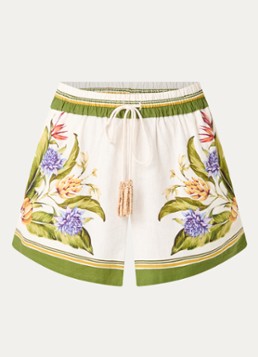 Farm Rio Dames Tropical high waist wide fit korte broek in linnenblend in de kleur Mosgroen