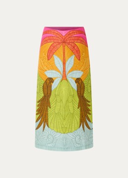 Farm Rio Dames Usiacuri midi rok van linnen met print in de kleur Oranje