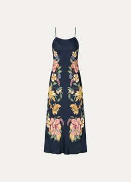 Farm Rio Dames Maira maxi jurk met bloemenprint in de kleur Donkerblauw
